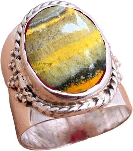 Miniatura 32 de Anillo de plata de ley 925 con piedras preciosas ovaladas auténticas, hecho a mano, hermoso regalo de Navidad para ella
