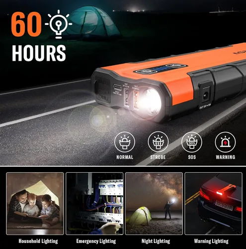 Miniatura 5 de ASPERX AX2500 Arrancador de Batería, Arrancador de Batería de 21000mAh 2500A para Motores de Gasolina de hasta 10L o Diésel de 7.3L, Potenciador