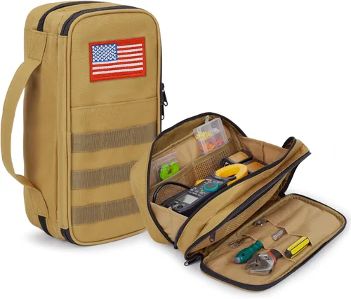 Trabajo del día del padre y uso en el sitio | Bolsa de herramientas táctica de camuflaje, resistente al agua y resistente con mango de cremallera,