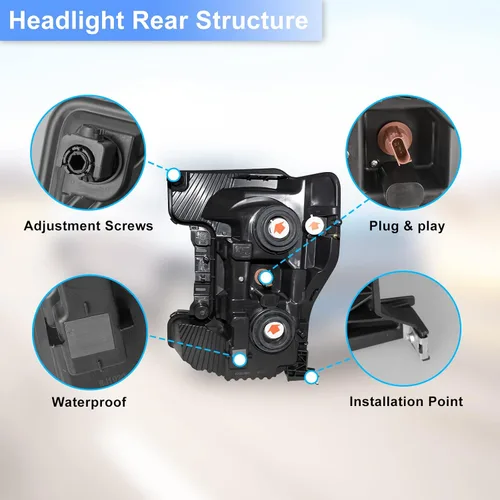 Miniatura 5 de Par de ensambles de faros ROXX compatibles con [2017 2018 2019 FORD F-250 F-350 F-450 F-550] SUPER DUTY, ensamble de proyector de faros, DRL