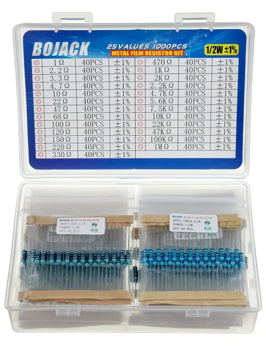 Miniatura 9 de BOJACK Kit de resistencia de 300 piezas de 30 valores de 1 ohmio - 1M Ohm con 1% de resistencia de película metálica de 2 W surtido