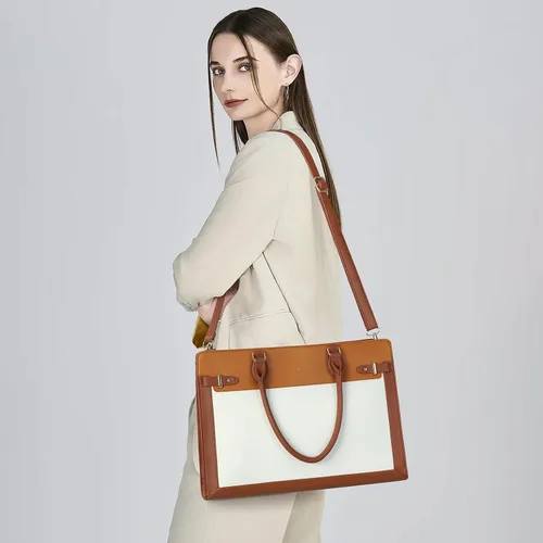 Miniatura 4 de Keyli Set de 3 piezas de bolso tote para laptop para mujeres, de 15.6 pulgadas, bolsos de trabajo, bolso de negocios para computadora, bolso