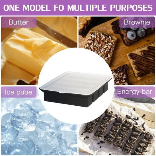 Miniatura 7 de Molde de silicona para mantequilla con tapa, bandeja de mantequilla antiadherente para hacer 4 palitos de mantequilla, formas de recipiente