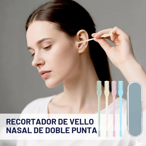 Miniatura 2 de AprYew Cortador de pelo nasal 2 en 1, recortador de vello nasal para hombres y mujeres, herramienta de extracción manual portátil de 360° con Beige