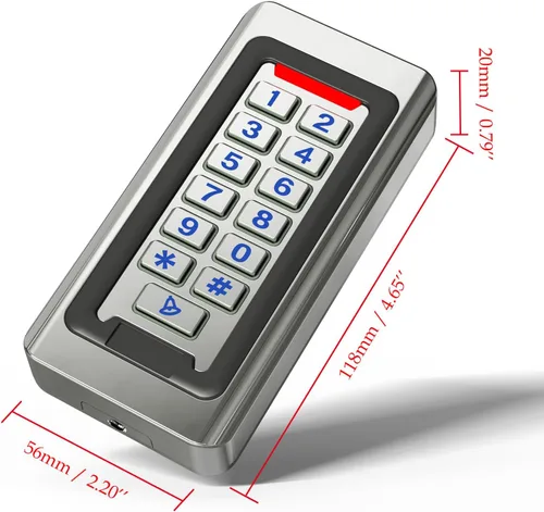 Miniatura 7 de Teclado de control de acceso para puerta, acero inoxidable IP68 resistente al agua, 2000 usuarios, entrada y salida Wiegand de 26 bits, control