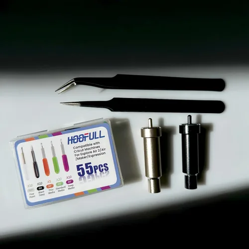 Miniatura 2 de HOOFULL 55 cuchillas de trazador de repuesto compatibles con máquinas Cricut para Explore Air/Maker 1, 2, 3, incluye 2 carcasas, 2 pinzas, punta