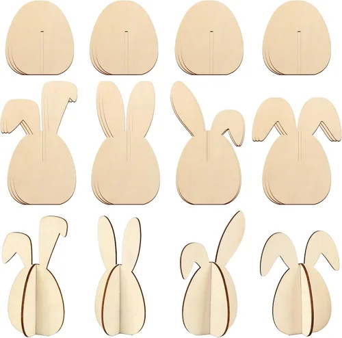 Miniatura 15 de COCHIE Manualidades de madera de primavera de flores 3D para pintar, rebanadas de madera sin terminar pintables para manualidades, recortes