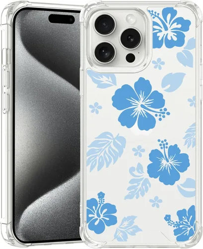 Miniatura 65 de Funda para iPhone 8 Plus y iPhone 7 Plus, linda funda Kawaii azul hibisco hawaiano floral estética floral para niñas preppy mujeres