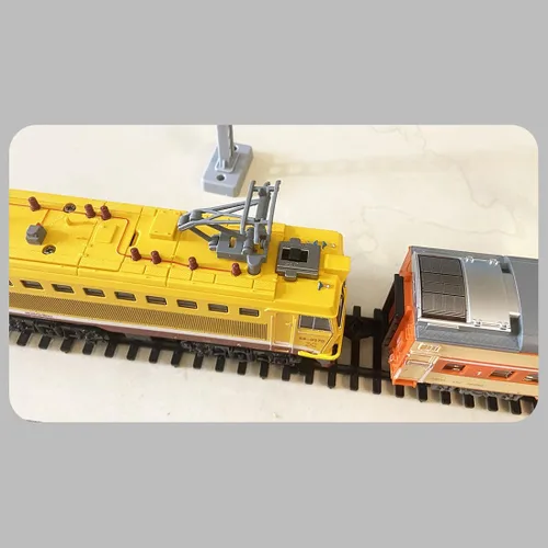 Miniatura 8 de SS7C - Juego de tren de Navidad, locomotora de vapor eléctrica de aleación, ferrocarril ferroviario con carros de mercancía/pista larga, adorno
