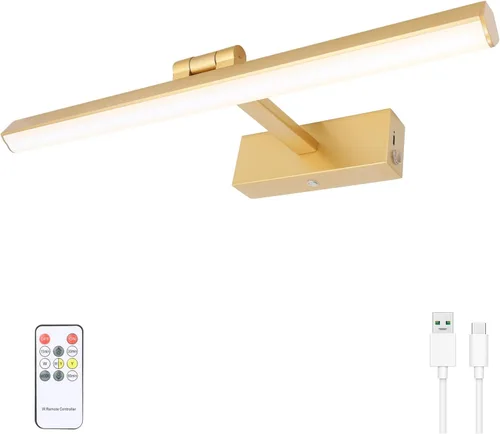 Luz de imagen para pinturas funciona con pilas, iluminación artística inalámbrica, luz de arte recargable con control remoto y temporizador, lámpara