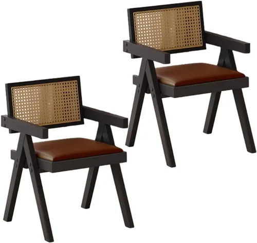Miniatura 47 de YVYKFZD Juego de sillas de comedor de ratán, sillas de comedor de madera, sillas de cocina con respaldo tejido, sillón tapizado, silla auxiliar