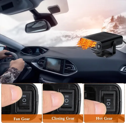 Miniatura 6 de Calentador portátil de automóvil de 2 piezas de 12 V y 150 W para enchufar el encendedor de cigarrillos, descongelador de parabrisas giratorio