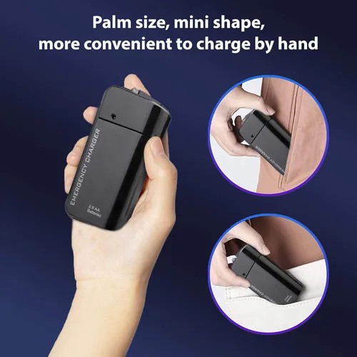 Miniatura 6 de Cargador de batería AA portátil para Sony Xperia Z4 y cargador de emergencia con luz LED (2 pilas AA), color negro