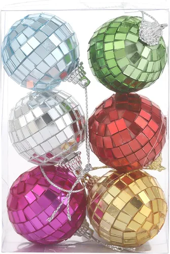 Juego de bolas de discoteca con espejo, decoración de fiesta de discoteca plateada, bolas de Navidad reflectantes brillantes fáciles de colgar,