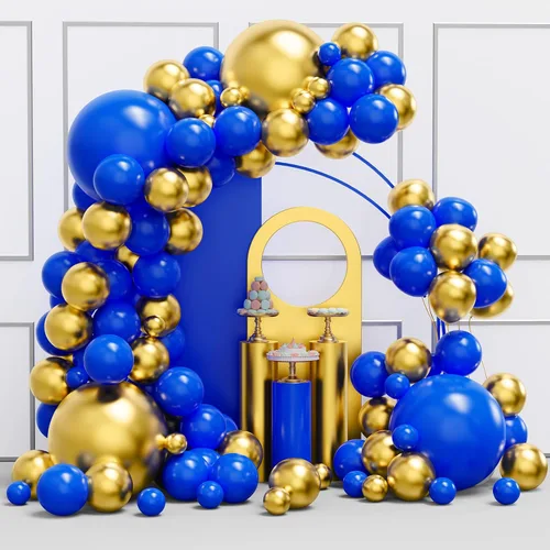 Miniatura 18 de Kit de arco de guirnalda de globos de color dorado y negro, 134 globos metálicos dorados y negros con diferentes tamaños para graduación