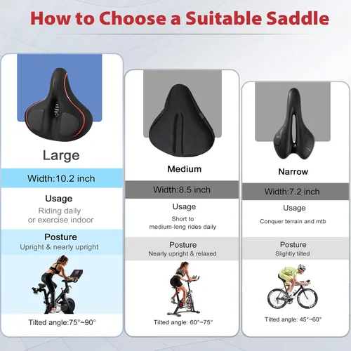 Miniatura 7 de Asiento de bicicleta de gran tamaño compatible con Peloton Bike/Bike+, asiento de bicicleta extra ancho y cómodo para mujeres y hombres, repuesto