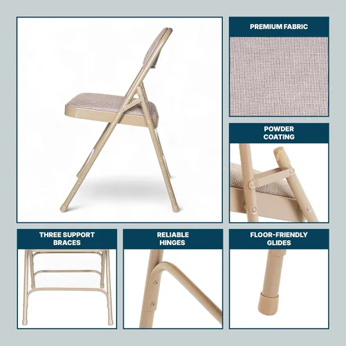 Miniatura 9 de OEF Furnishings Serie OEF2300 - Sillas plegables de doble bisagra con triple apoyo, tapizado de tela de alta calidad y servicio pesado