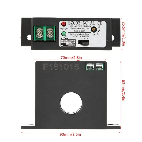 Miniatura 2 de Walfront Interruptor de corriente CA SZC03-NC-AL- Interruptor de detección de corriente ajustable para relé de zumbador de flash y CA de un solo