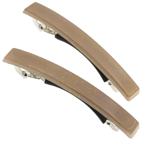Camila Paris CP3074 - Pinzas de pelo francés para niñas, juego de 2 pinzas de metal de goma beige, agarre fuerte, antideslizantes, accesorios para