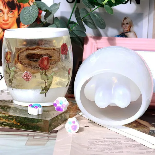 Miniatura 3 de Zayookey Moldes de resina para taza de garra de gato, portavelas, portavelas, molde de resina epoxi, molde de silicona, taza de café, molde