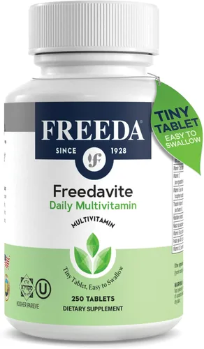 Freeda vite Tiny Tablet - Multivitamínico moderado para hombres y mujeres - Vitamina pura A, C, D, E, B1, B2, B6, B12, biotina, calcio, zinc,