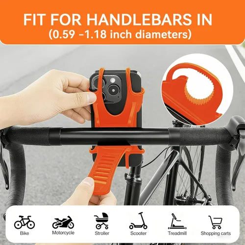 Miniatura 3 de Soportes universales de teléfono para bicicleta, soportes de silicona de rotación 360 para iPhone y Samsung, compatibles con teléfonos de 4.7 a 6.8