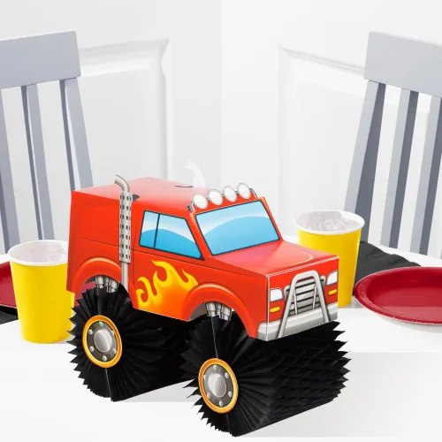 Miniatura 3 de Creative Converting Centro de mesa Monster Truck, 1 unidad, multicolor, 8.5" x 10