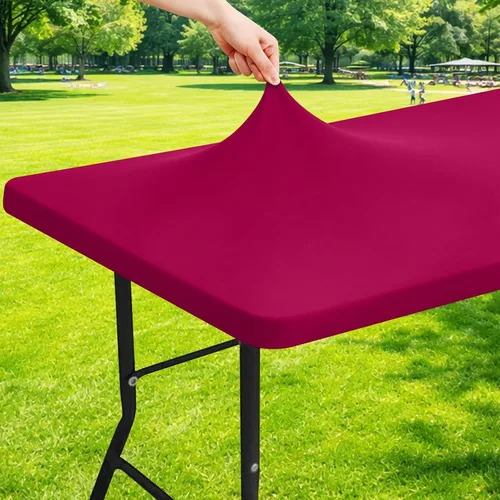 Miniatura 31 de Moosfor Mantel rectangular de elastano de 4 pies, manteles elásticos ajustables para pícnic, funda elástica y lavable para mesa de patio para Azul