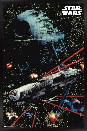 Miniatura 9 de Trends International Star Wars: Saga - Póster de pared de batalla espacial, 14.725 x 22.375 pulgadas, versión enmarcada de madera de granero