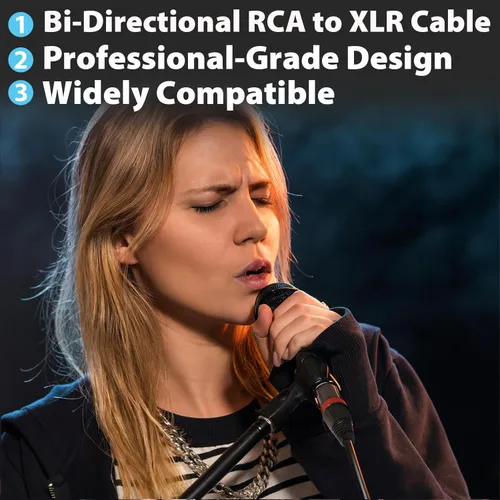 Miniatura 2 de Cyberguys! Cable RCA a XLR, 2 cables de audio bidireccionales XLR a RCA, blindado con cobre libre de oxígeno, conectores chapados en oro