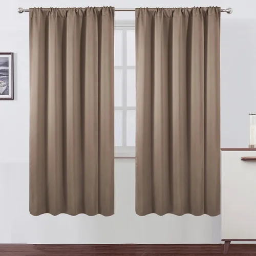 Miniatura 24 de LEMOMO Cortinas opacas negras para cocina, 42 x 45 pulgadas, juego de 2 paneles de cortinas opacas con bolsillo para cortinero para ventana pequeña