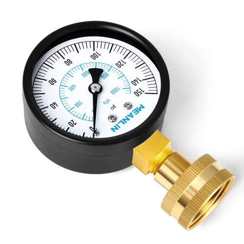 Miniatura 5 de MEANLIN MEASURE Medidor de presión de agua 0-150psi, medidor de presión de agua de 3/4" hembra con esfera de 2.5" y anillo de sellado, medidor