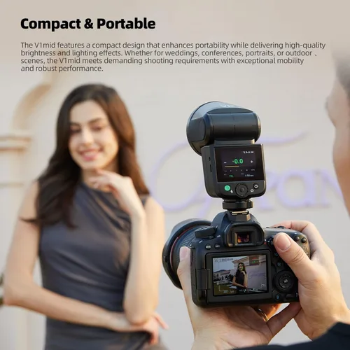 Miniatura 2 de Godox V1 mid C V1midC Godox Flash para Canon Flash, 55Ws TTL cabeza redonda cámara flash, tiempo de reciclaje de 1.7s, 2.4G X inalámbrico HSS