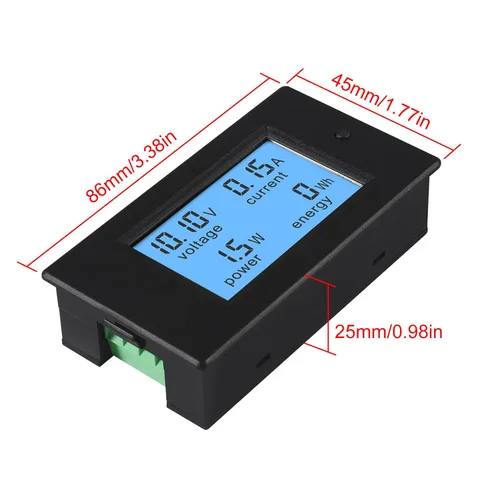 Miniatura 5 de DC 6.5-100V 0-100A 12V 24V 36V 48V 60V 72V Volt Amp Watt Medidor Pantalla LCD Digital Voltaje de corriente Medidor de energía Multímetro Amperímetro
