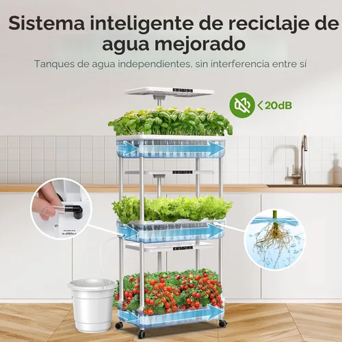 Miniatura 2 de Kit de Sistema de Cultivo Hidropónico de Jardín Interior Ahopegarden: Kit de Germinación de Plantas de Hierbas con 66 Vainas, Luz de Crecimiento