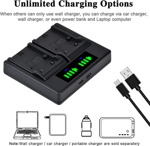 Miniatura 7 de Batmax 2 baterías BN-VF815 de 2500 mAh + cargador USB LED rápido con puerto tipo C para JVC BN-VF815 BN-VF815U y JVC Everio GZ-MG130 148 150 155 175