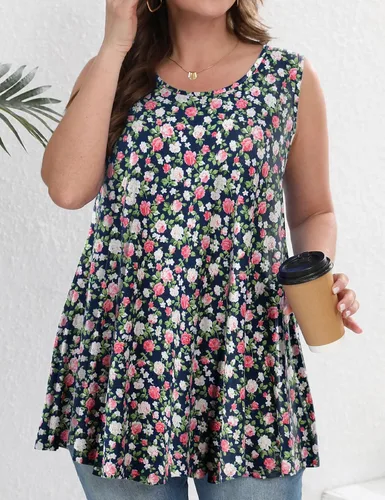 Miniatura 5 de JollieLovin Camiseta sin mangas para mujer, ajuste holgado, con dobladillo acampanado, cómoda blusa con vuelo (disponible en tallas extragrandes)