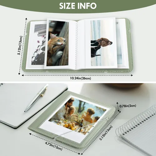 Miniatura 3 de Álbum de fotos pequeño para cámara instantánea Instax WIDE 400/WIDE EVO, 28 bolsillos, álbum de fotos de cuero retro para Instax Wide 300/200/Pola