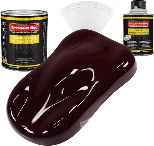 Miniatura 26 de Restoration Shop - Pintura de esmalte acrílico Monza Red para autos - Kit completo de pintura de galón - Recubrimiento profesional de alta Rojo