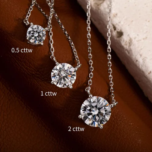 Miniatura 2 de S.Leaf - Collar con colgante de plata de ley con circonia cúbica y solitario, para mujer