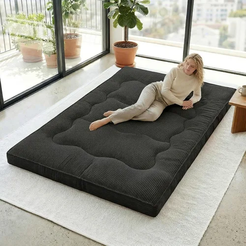 Miniatura 8 de cidludto Colchón de futón japonés de tamaño individual, sofá cama de 4 pulgadas, colchón de suelo para adultos, tapete de tatami más grueso, Negro