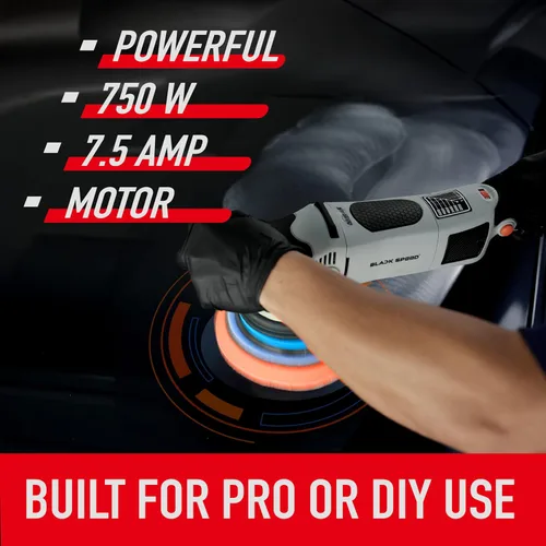 Miniatura 4 de Nanoskin Black Speed 15mm Long-Throw Random Orbital Polisher - 750W, 7.5-Amp Motor, BOSCH™ Bearing Construction, Vented Flexible Backing Plate For