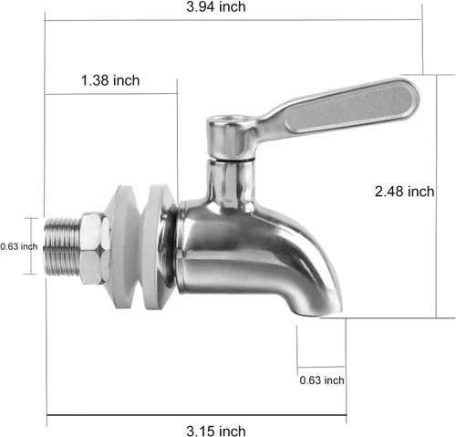 Miniatura 2 de Bekith Paquete de 2 espigas de repuesto para dispensador de bebidas, grifo de repuesto de dispensador de bebidas de agua con acabado pulido de acero