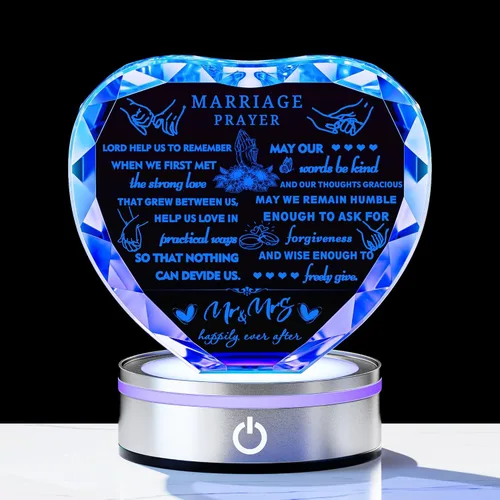 Qianwei Regalos de boda para parejas únicos 2026 – Regalo de matrimonio de feliz aniversario, recuerdo de cristal, regalos de compromiso, regalos de
