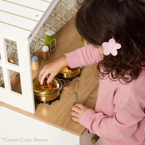 Miniatura 7 de Best Choice Products - Set de cocina de madera de juguete, juego de simulación para niños con almacenamiento de juguetes, perillas con clic