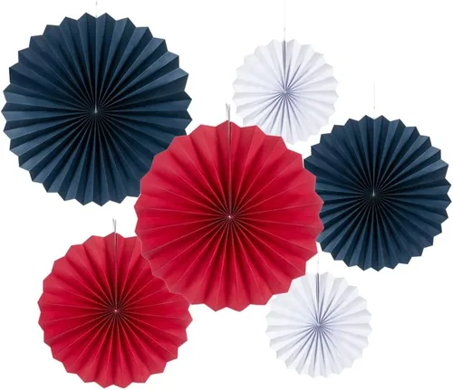 Miniatura 28 de MOWO Abanicos de papel negro para colgar decoración (negro, 6 piezas)
