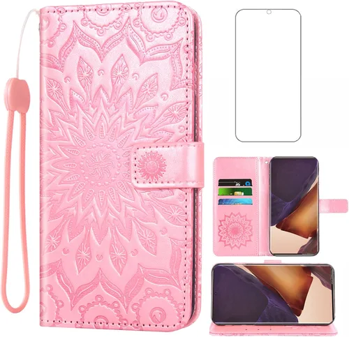Funda para teléfono Samsung Galaxy Note 20 Ultra Glaxay Note20 Plus 5G con protector de pantalla de vidrio templado, funda delgada de cuero con Oro