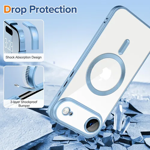 Miniatura 5 de Hython Funda magnética transparente para iPhone Air con protector de lente de cámara [compatible con MagSafe] con borde chapado de lujo, funda