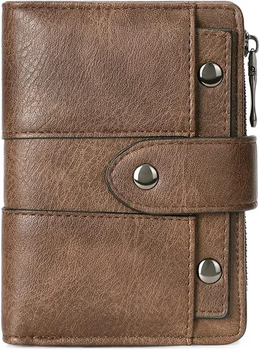 Miniatura 13 de CLUCI Cartera pequeña para mujer, de piel, delgada, plegable, con múltiples tarjeteros, organizador de diseño con ventana de identificación extraíble