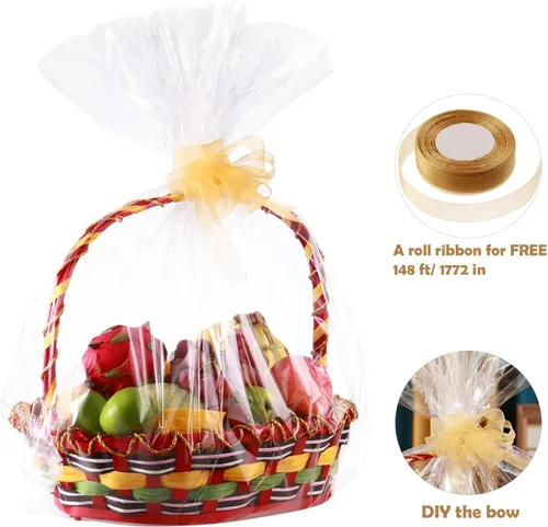 Miniatura 2 de Paquete de 50 bolsas grandes de celofán transparente de 24 x 30 pulgadas, bolsas de regalo de plástico resistente para regalos, artes, manualidades